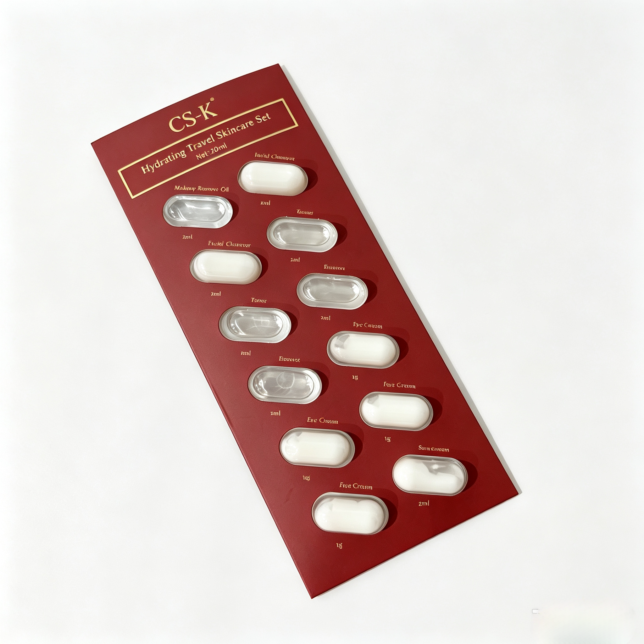 Custom Portable Skincare Set — Cleansing Oil, Serum Capsules & Lotion in Blister Packs OEM