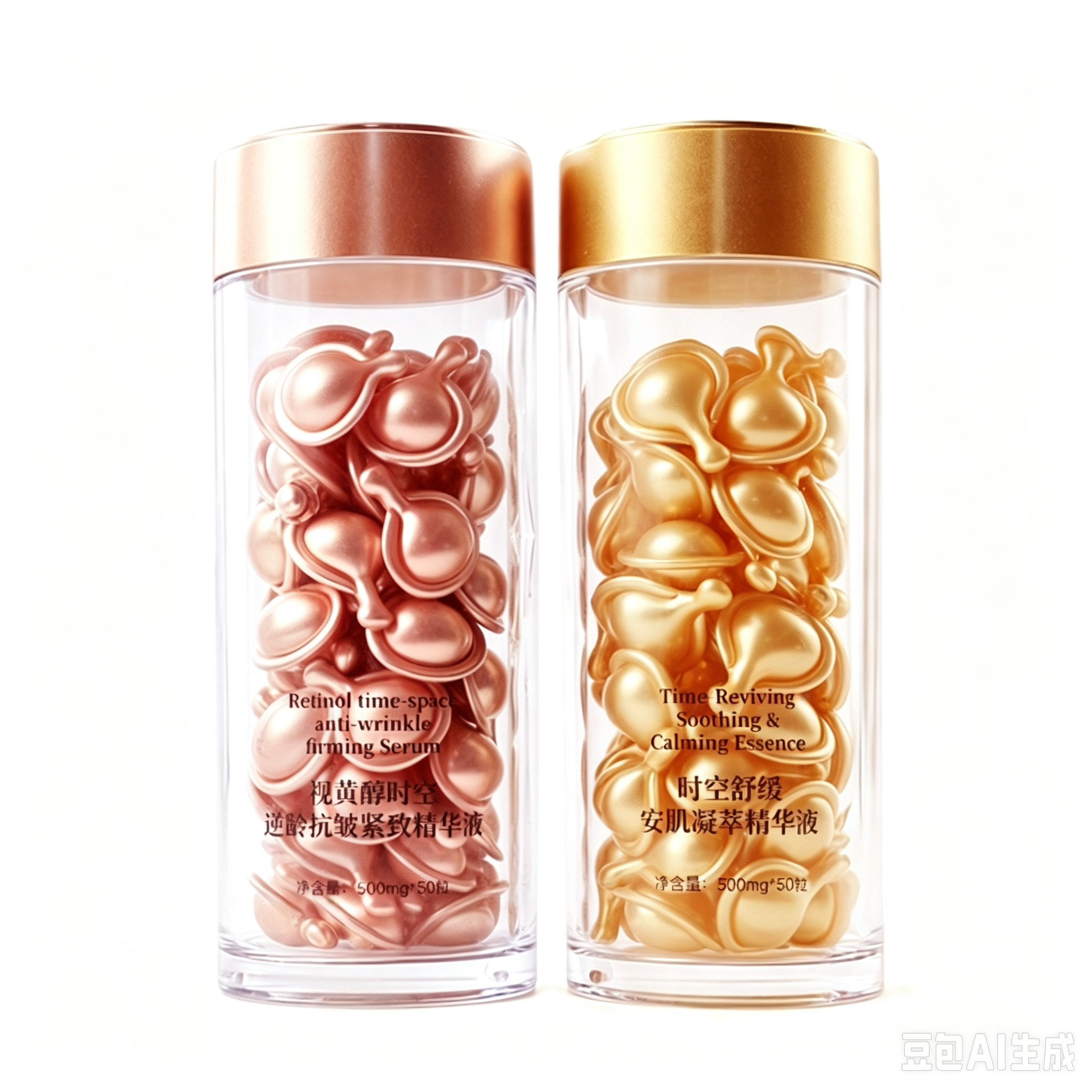 OEM/ODM Pink & Gold Capsule Serum, Retinol Soothing Facial Oil, Oil‑Infused Skin Care, Single‑Use Essence