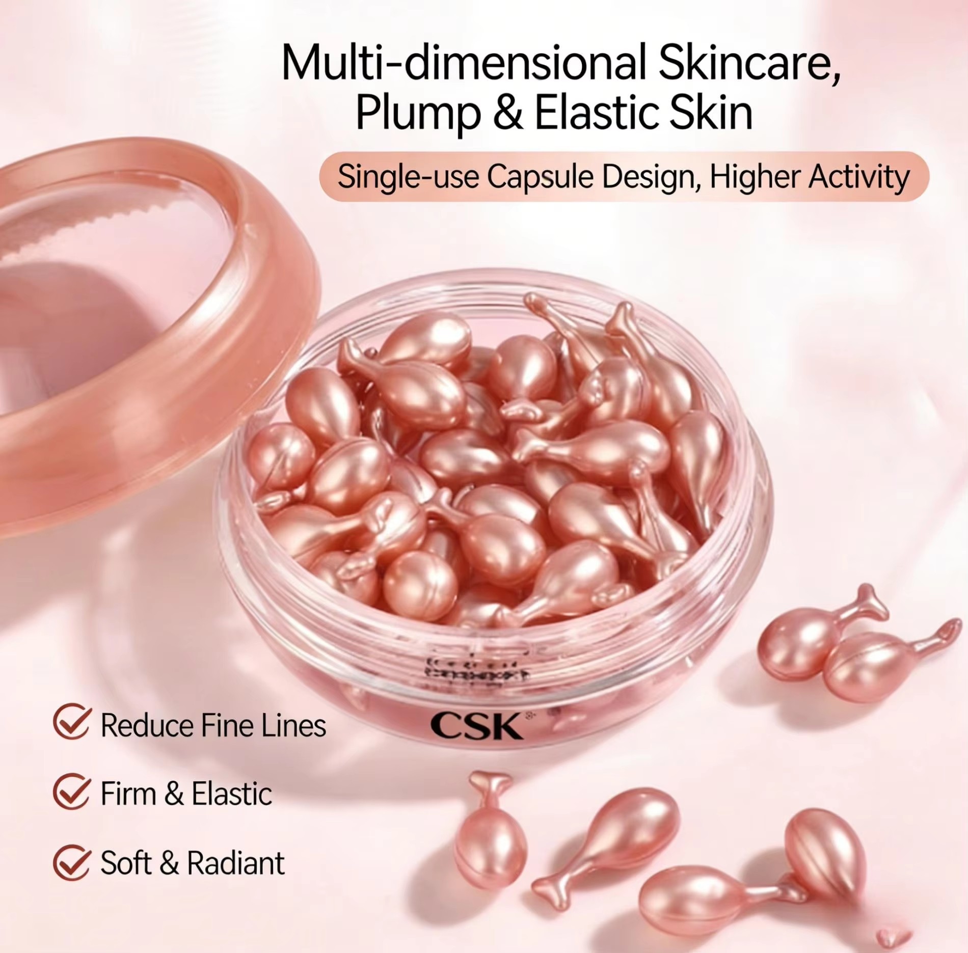OEM Fullerene + Placenta Anti-Wrinkle Firming Serum Capsules — Moisturizing Face Essence
