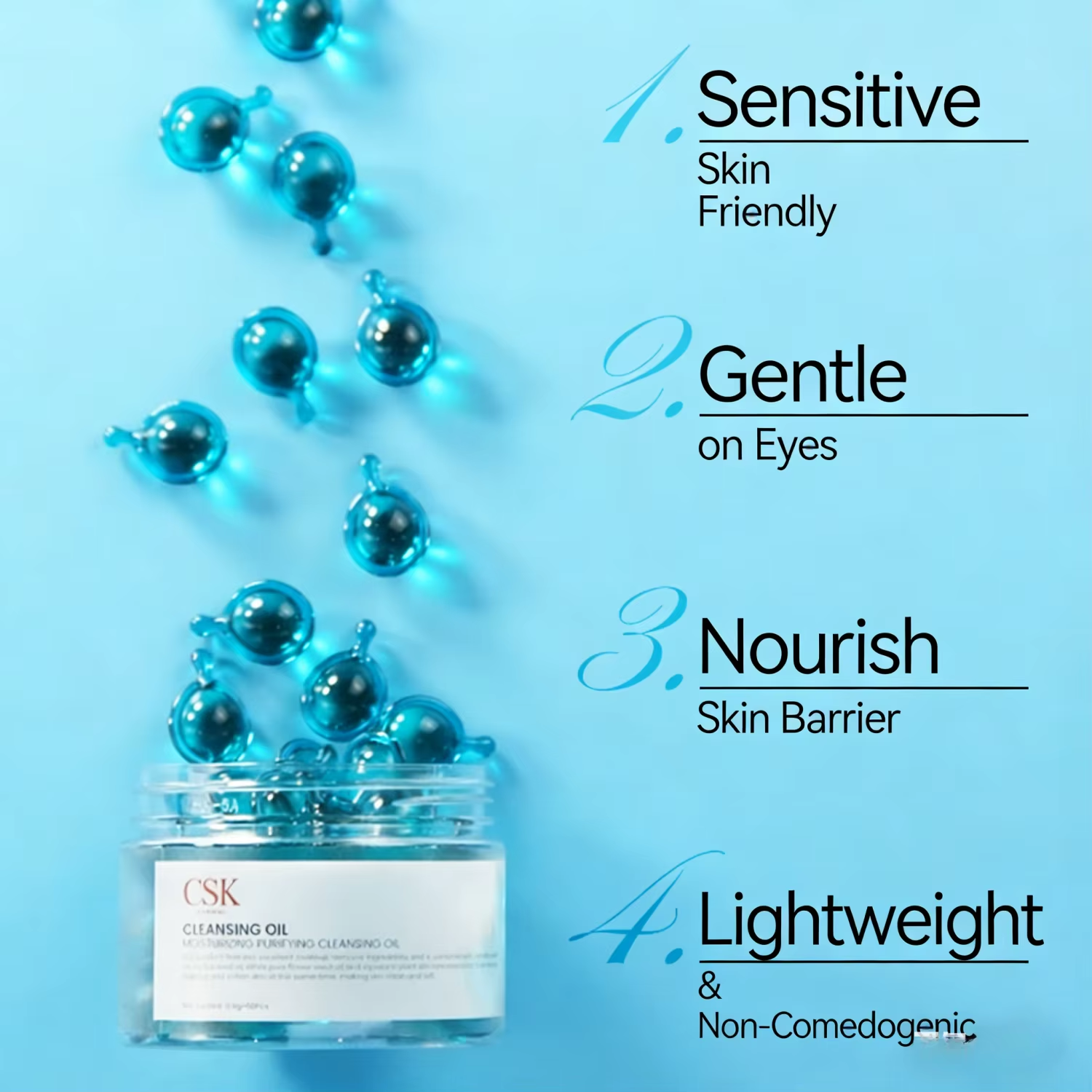 OEM Camellia 3-in-1 Cleansing Oil Capsules — Gentle Deep Cleanse & Makeup Remover