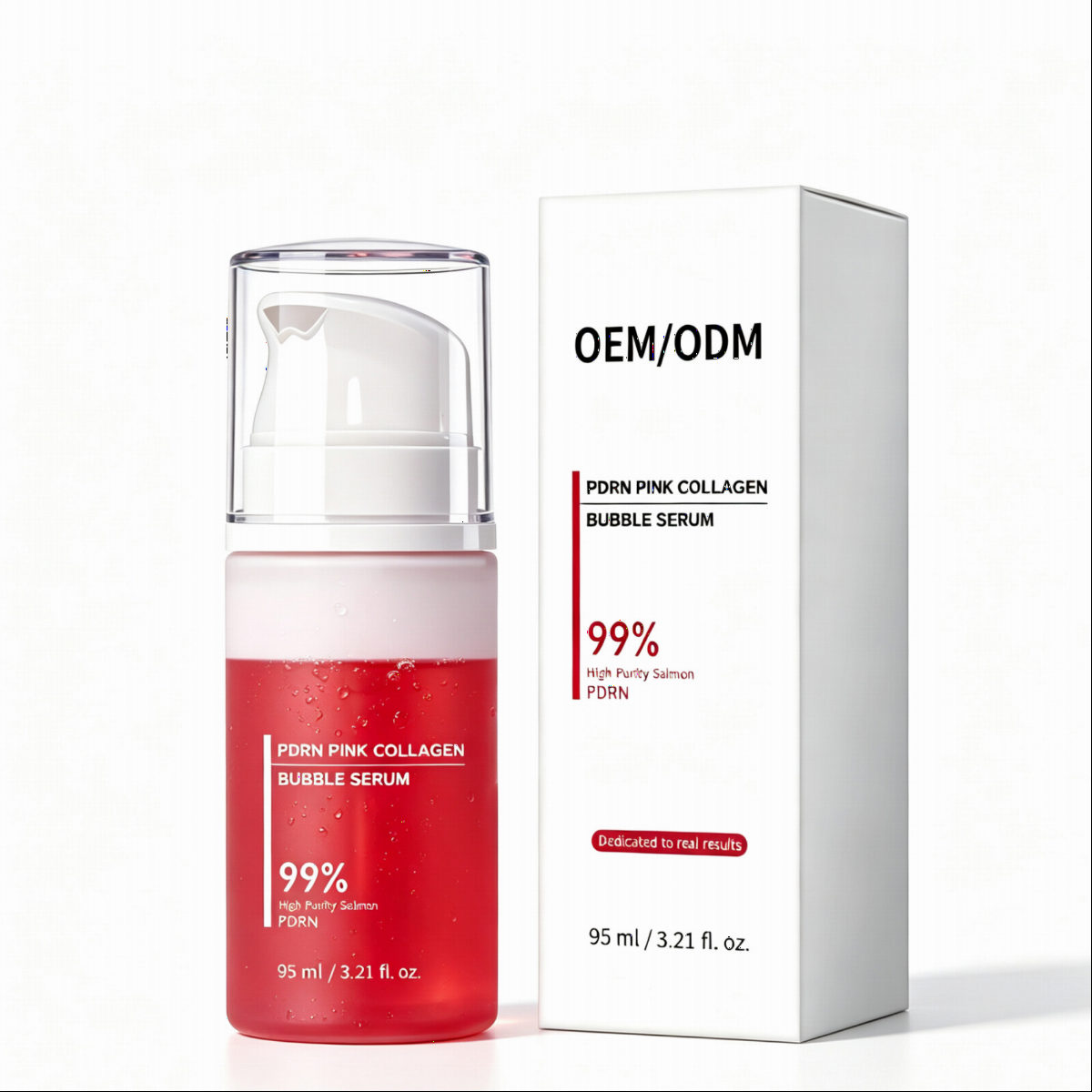 OEM PDRN Pink Collagen Bubble Essence Face Serum Brightening Firming Pore Minimizing Custom
