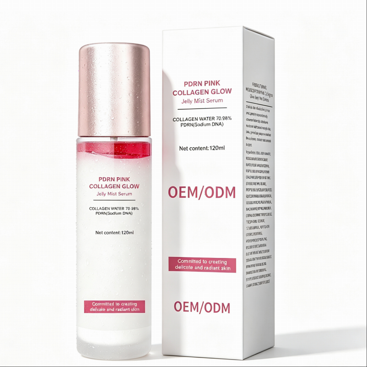 OEM PDRN Pink Collagen Glow Jelly Spray Face Serum Brightening Firming Hydrating Skin Care Custom
