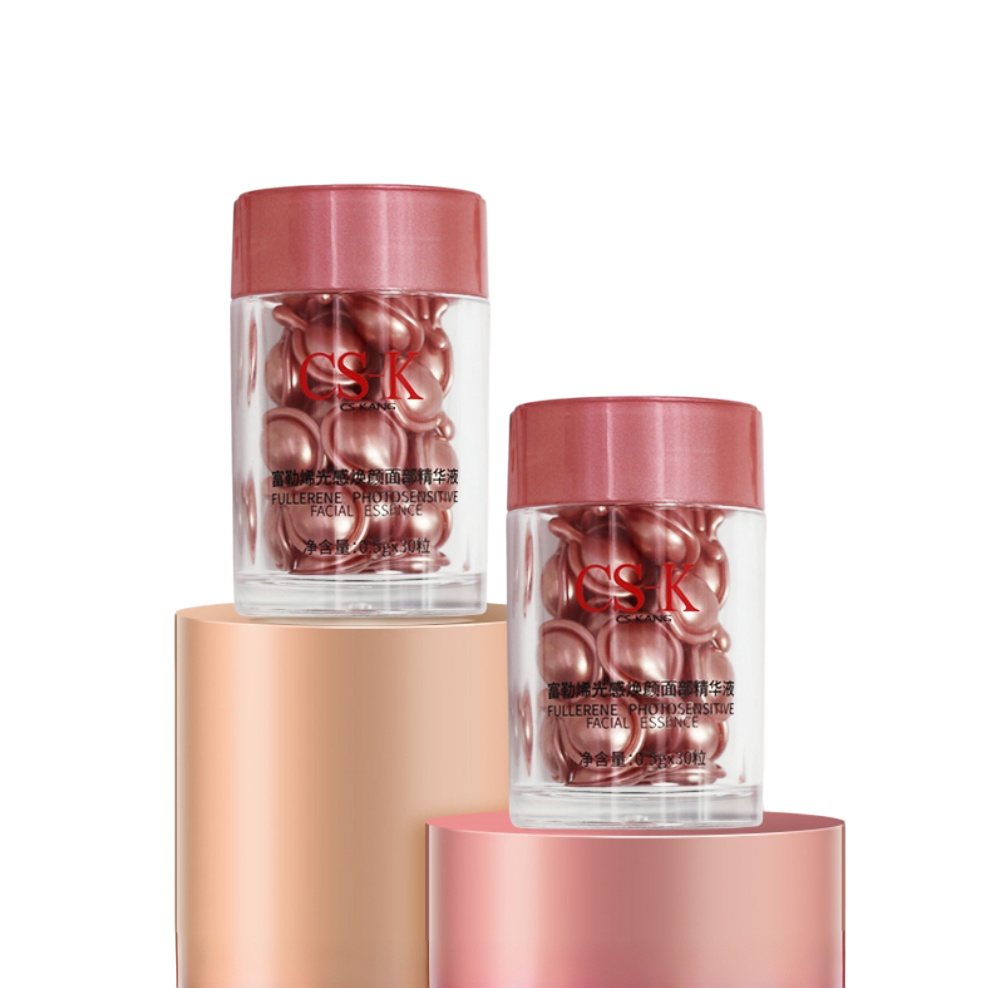 CS-K Fullerene for Phenylethyl Resorcinol Fade Dark Spots Facial Serum Capsules for Face Neck Skin Care Lightweight Portable