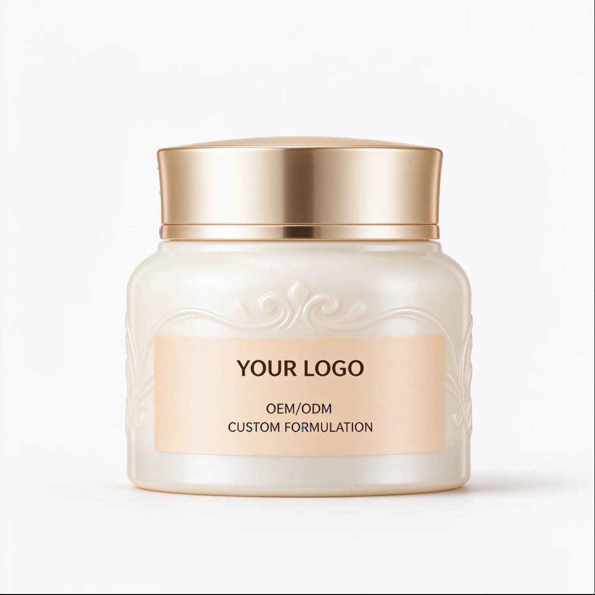 Embossed Face Cream Jar with Gold Lid | OEM ODM