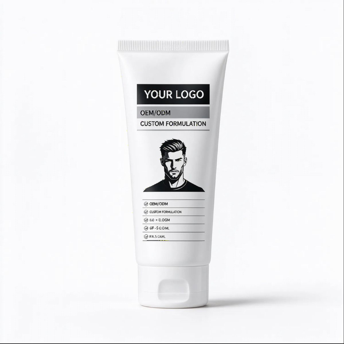 Men's White Face Wash Tube with Silhouette | OEM ODM