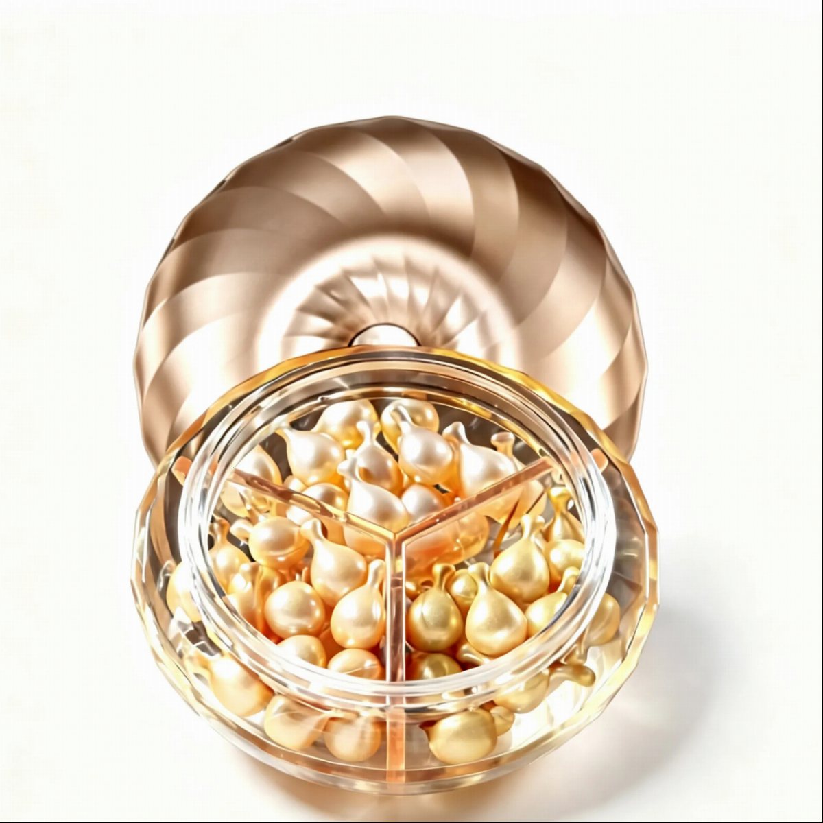 Rose Gold Serum Capsule Trio Jar | OEM/ODM Fragrance Capsule