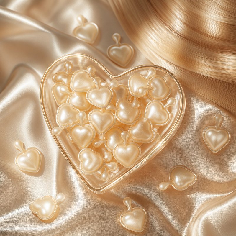 Custom White Truffle Luxury Hair Oil Capsules - Pearl Heart Softgels, Deep Nourishing & Silky Gloss OEM
